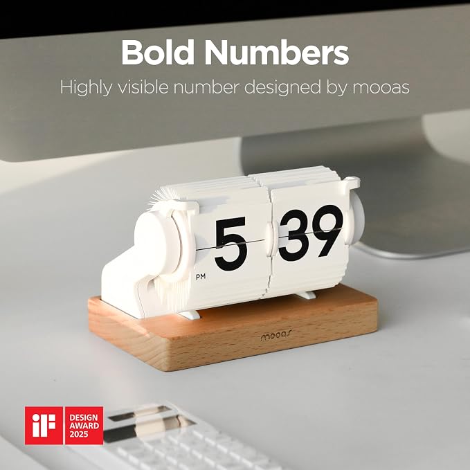 mooas Automatic Mini Flip Clock, Retro Vintage Automatic Flip Desk Clock - Image 3