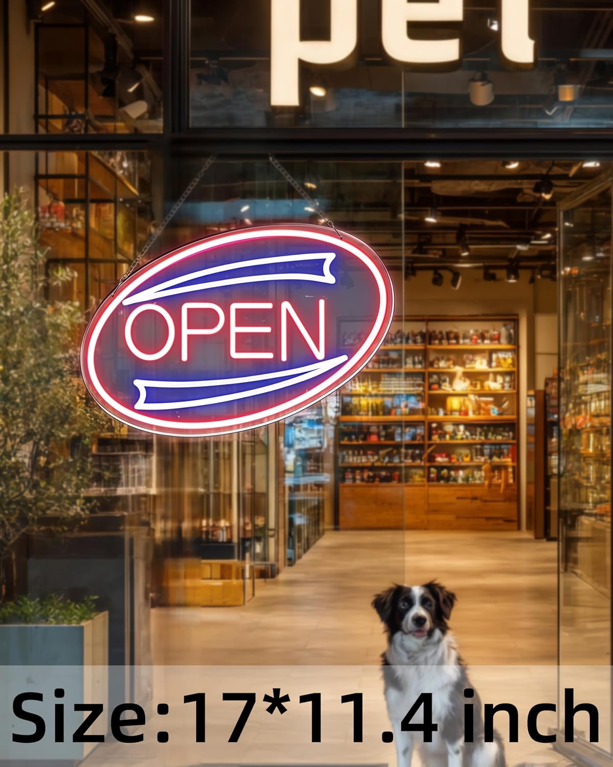 Neon Open Sign for Business, 17"x11.4" Ultra Bright Light Up Open Sign With Dimmable Switch for Hanging Storefront Window Bar Salon Coffee Hotel Stores Wall Decor