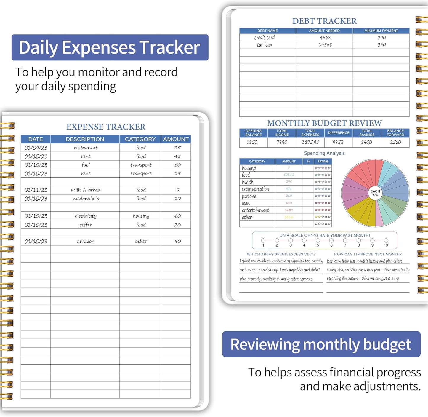 Monthly Budget Planner - 14 Months Hardcover Undated Financial Planner Organizer Budget Book with Expense and Debt Tracker Notebook to Manage Your Money Effectively, Bill Organizer