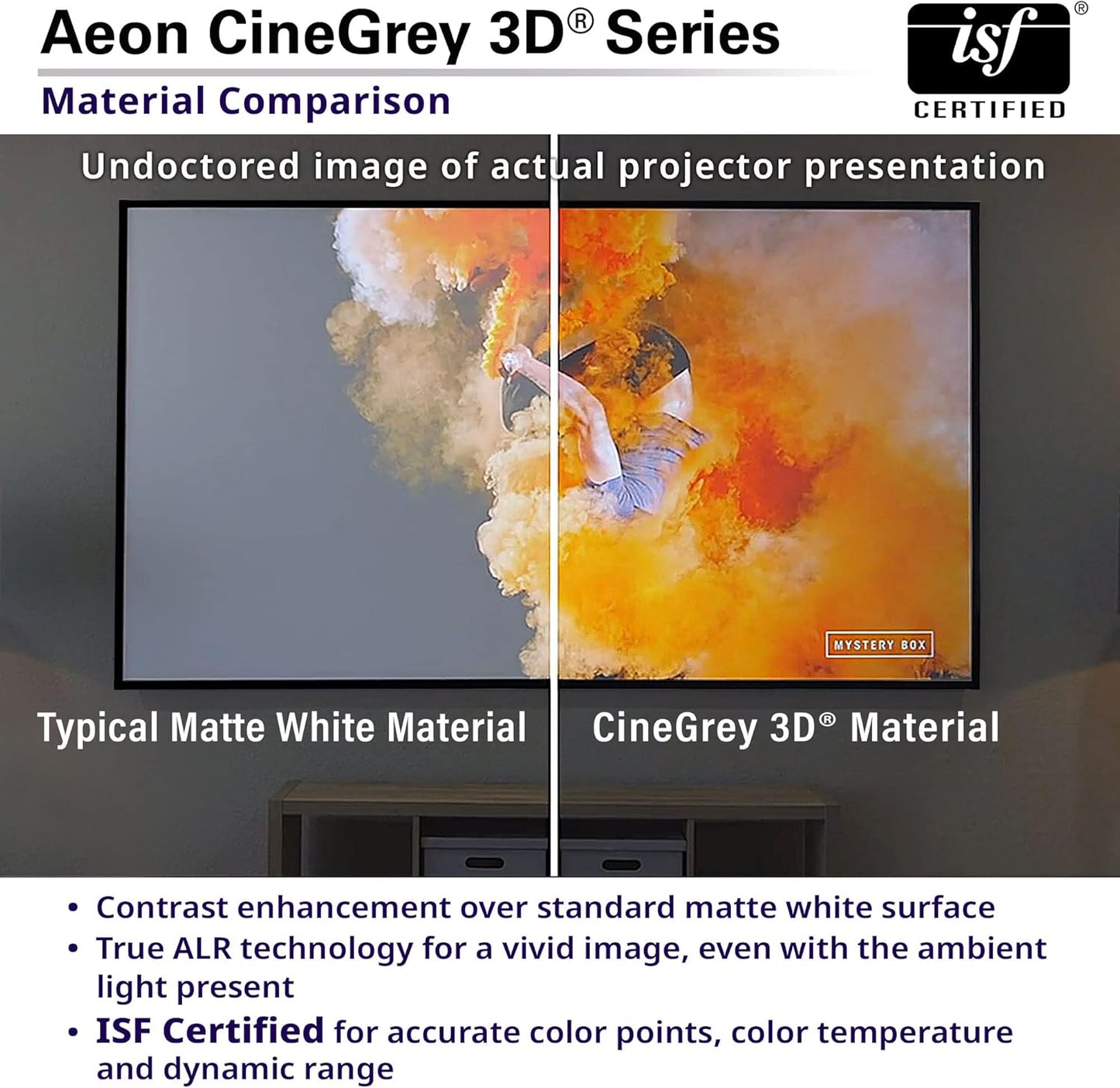 Elite Screens 158 inch CLR/ALR Projector Screen 16:9 4K, Standard Throw Projection, Edge Free Ambient Light Rejecting Grey for Indoor Movie Screen Home Theater - Aeon CineGrey 3D- AR158DHD3
