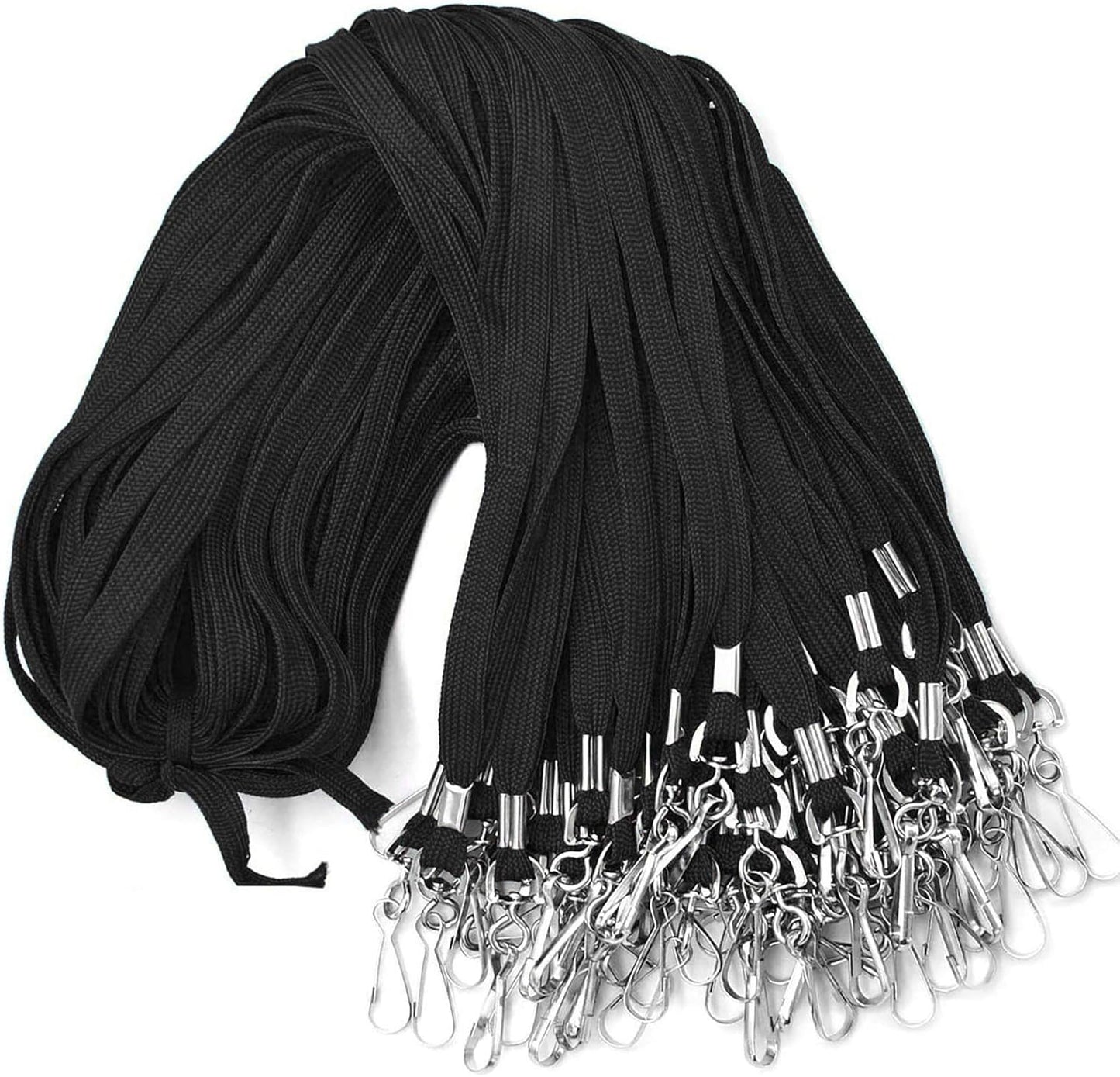 Lanyard 50PCS Lanyards with Swivel Hook clips for ID Name Badge Holder (Black)