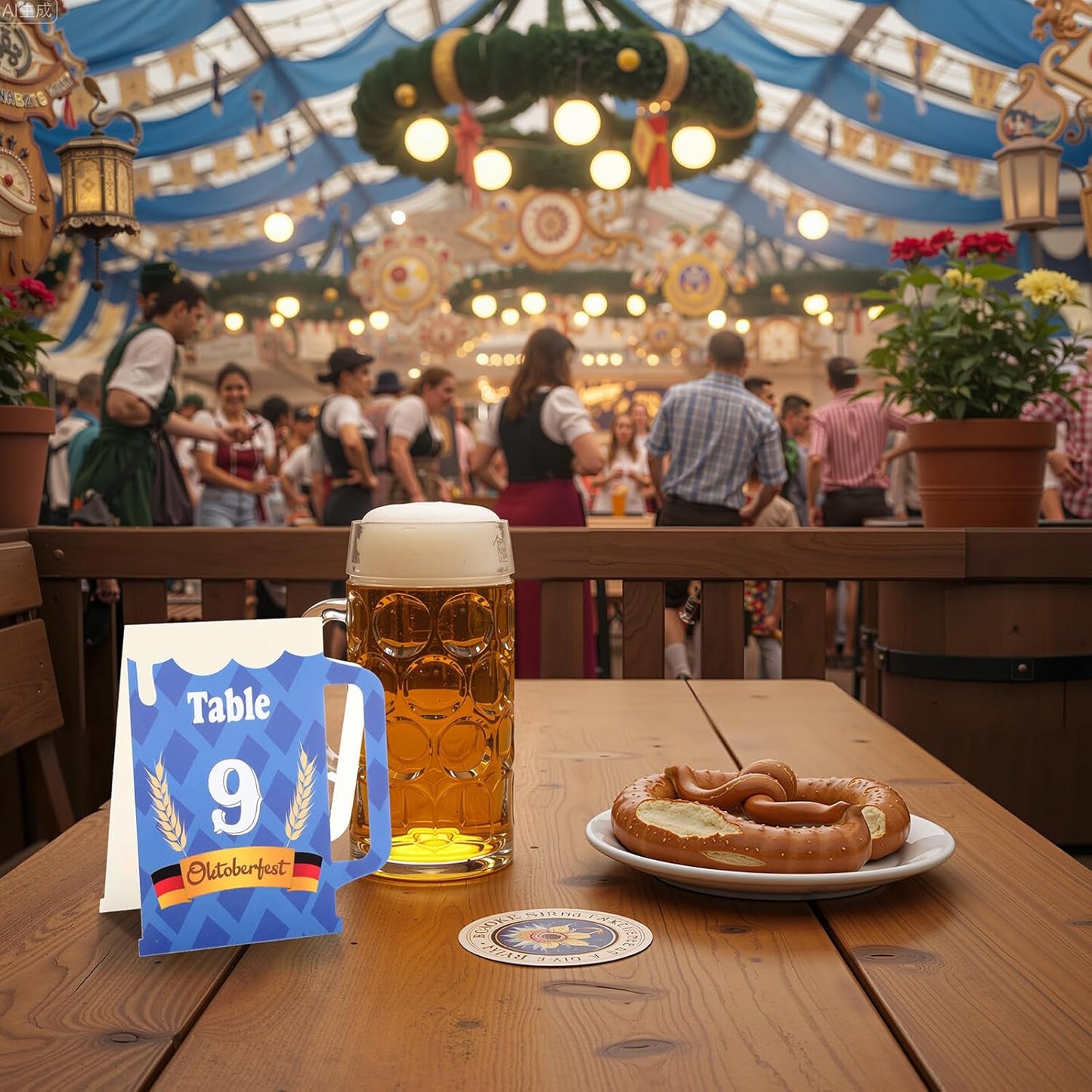TaoBary Oktoberfest Table Numbers Decorations 1-25 Table Number Tent Style Card German Beer Festival Fold Double Sided Numbers Place Card for Parties Restaurants