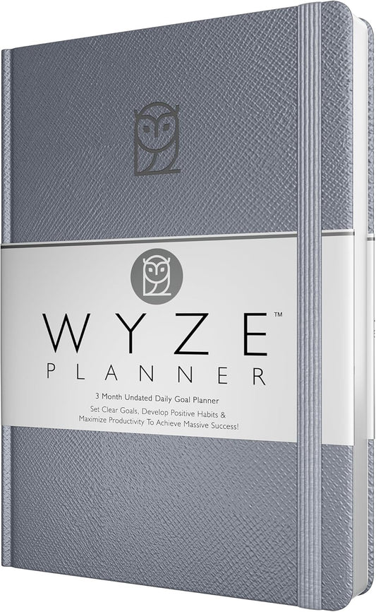 Undated Daily Planner – 3-Month A5 Productivity Organizer with Full Page Per Day, Hourly Schedule, Goal Setting, Habit Tracker, Weekly & Monthly Pages – Hardcover Time Management Notebook (Gray)