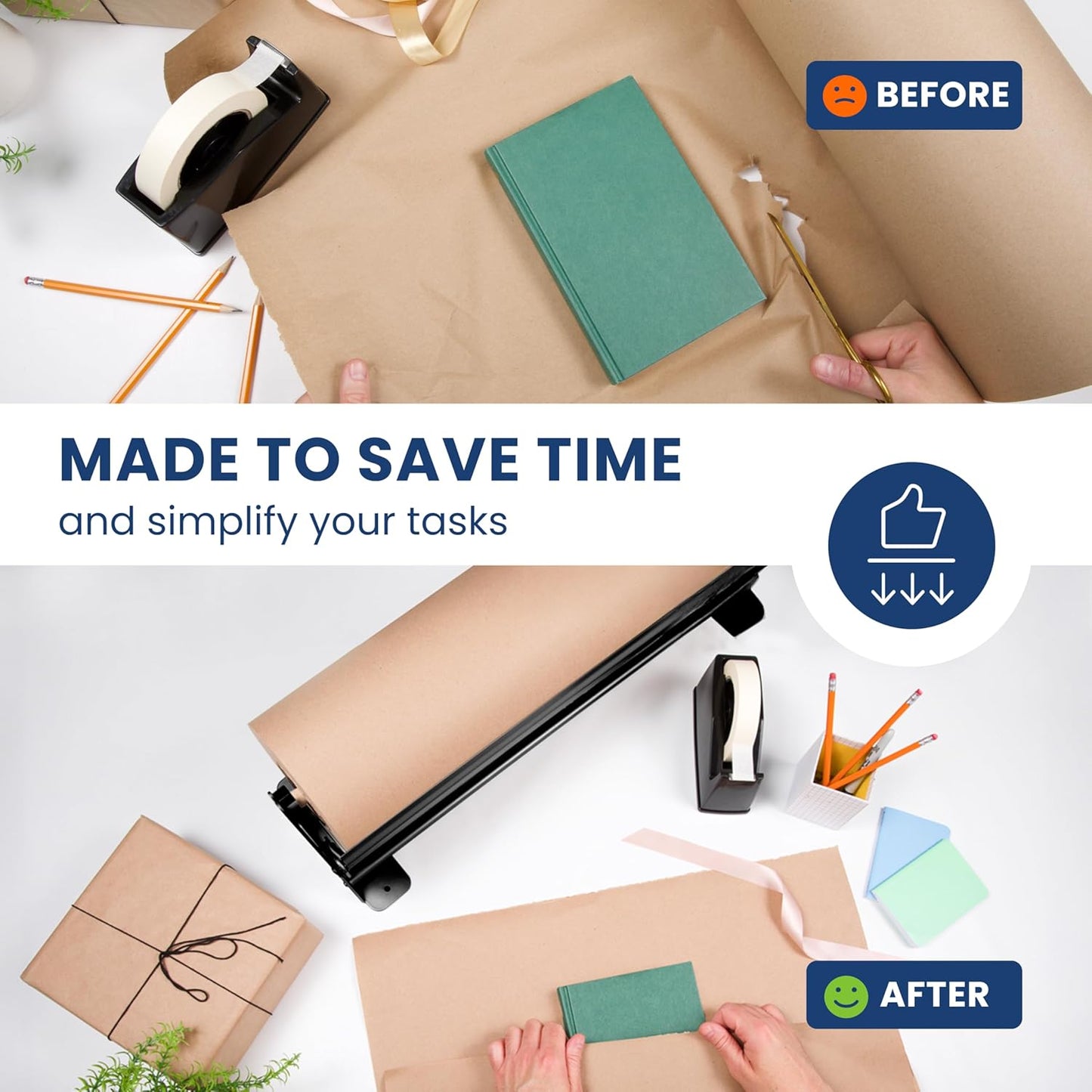 DIY Crew 24 Inch Paper Roll Dispenser and Cutter - Heavy-Duty Wall Mountable, Non Slip Tabletop - Kraft, Freezer, Butcher Paper - Up to 1000ft Rolls