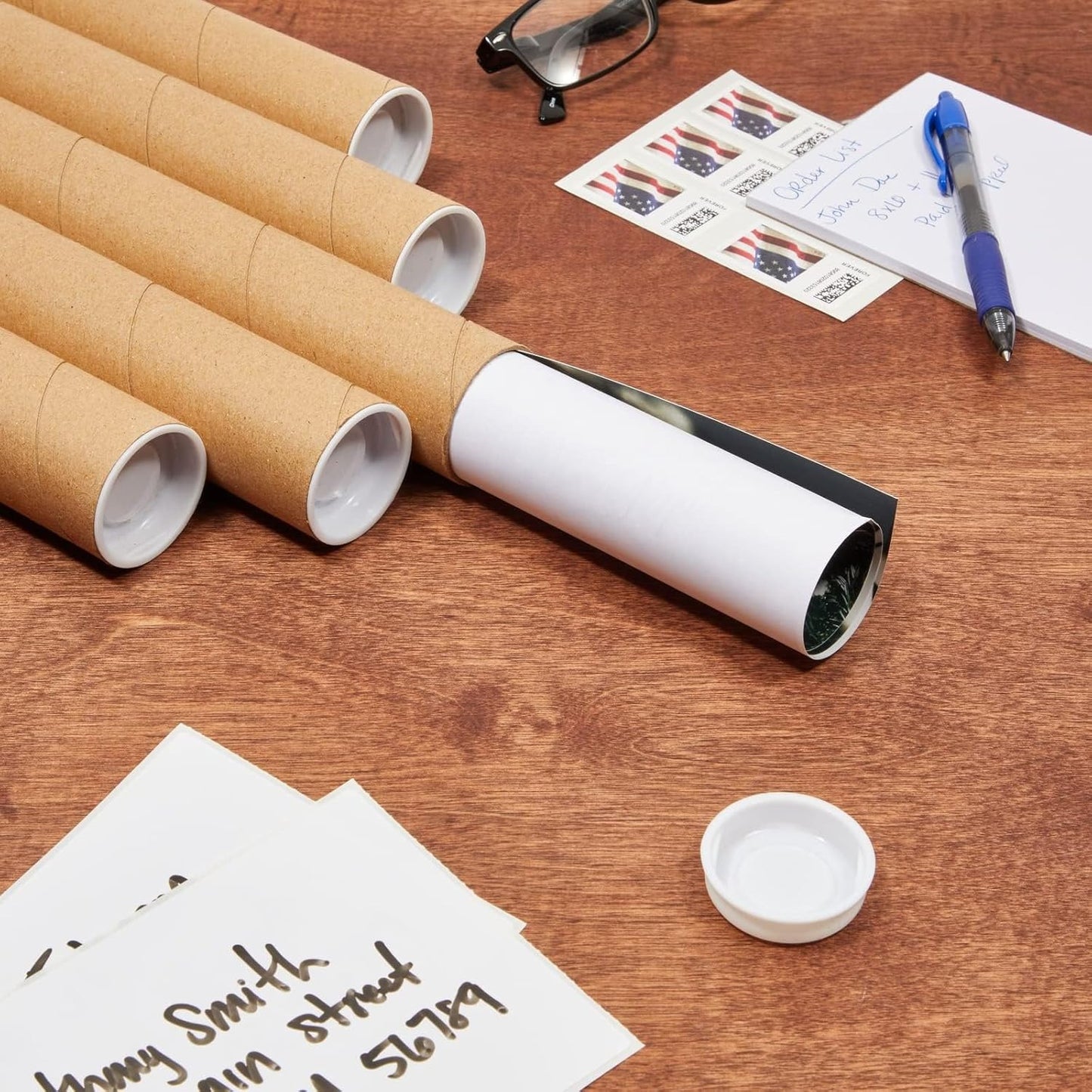 Stockroom Plus Poster Tube - 2 in x 12 in, 12-Pack, Brown Kraft - Tube Mailers with Caps & Spiral Construction for Impact Protection & Poster Storage