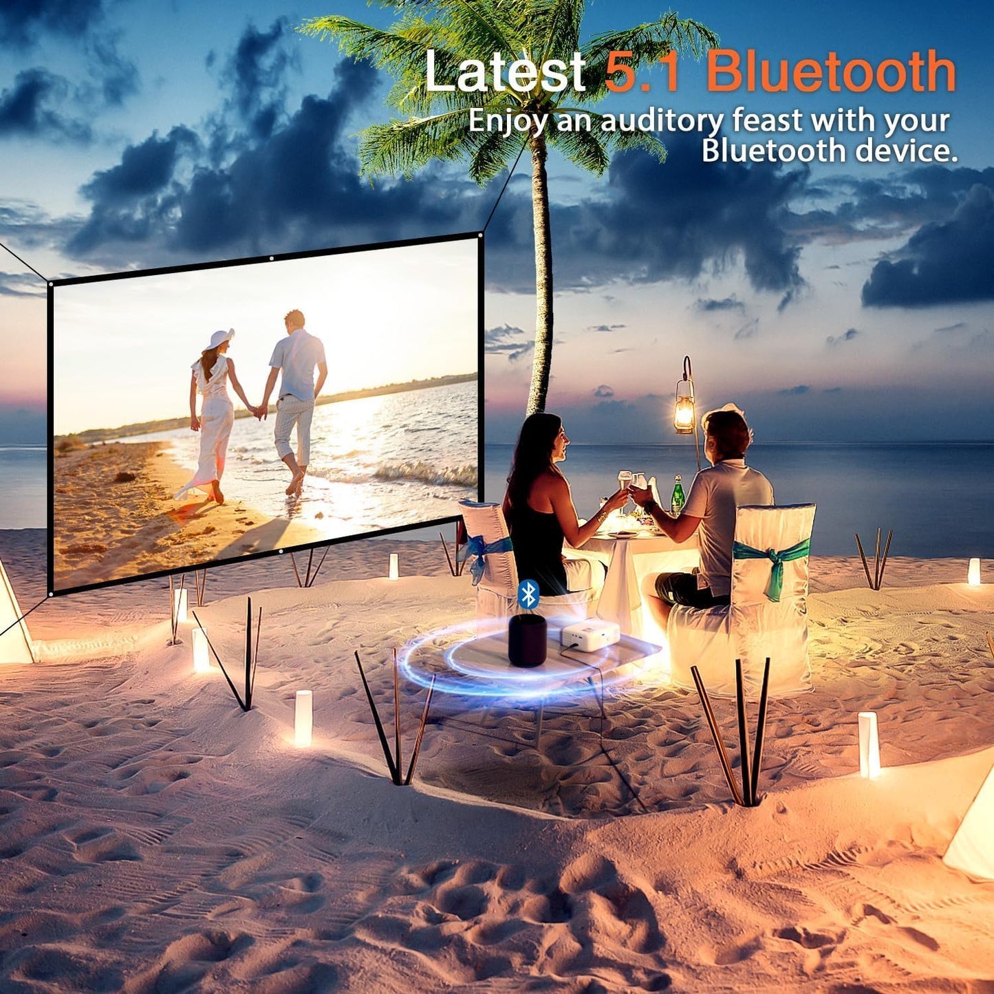 Mini Projector, VOPLLS 1080P Full HD WiFi Bluetooth Portable Projector, Outdoor Home Theater Movie Video Projector, 50% Zoom, Compatible with HDMl, USB, AV, Smartphone (15000L)