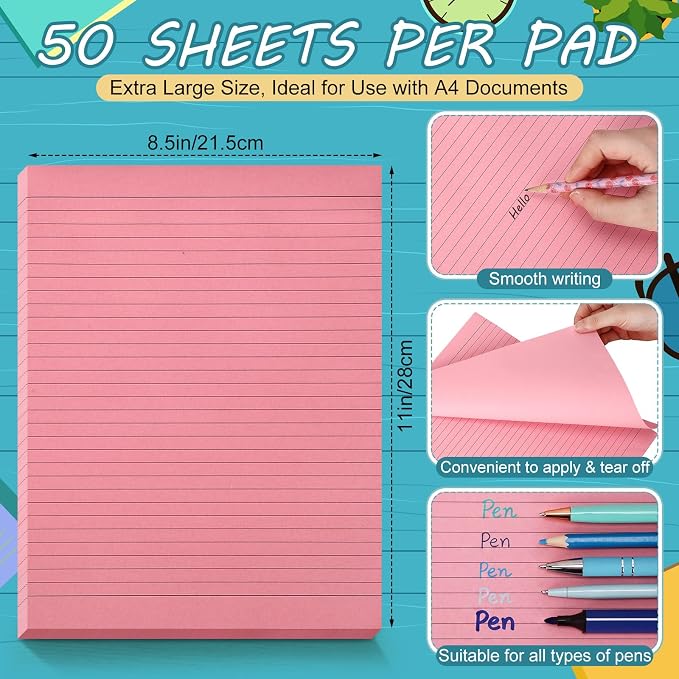 Crtiin 8 Pads Large Sticky Notes 8.5x11 Inch Lined Jumbo Sticky Notes - Image 2
