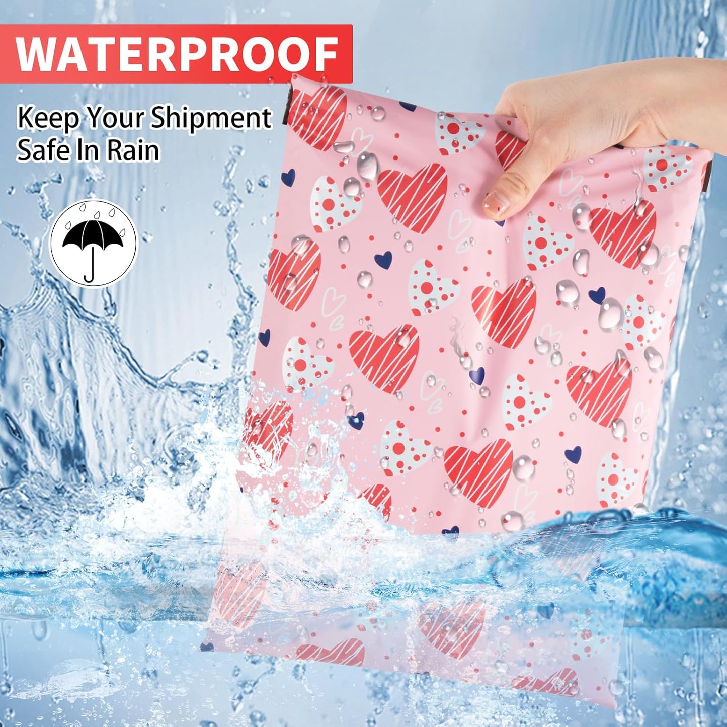 Oududianzi Poly Mailers 6X9, 50Pack Shipping Bags, Fashion Shipping Envelopes, Plastic Packaging Bags, Self-Seal Polymailers, Mailing Poly Bags for Business, Clothing (Simple Love)