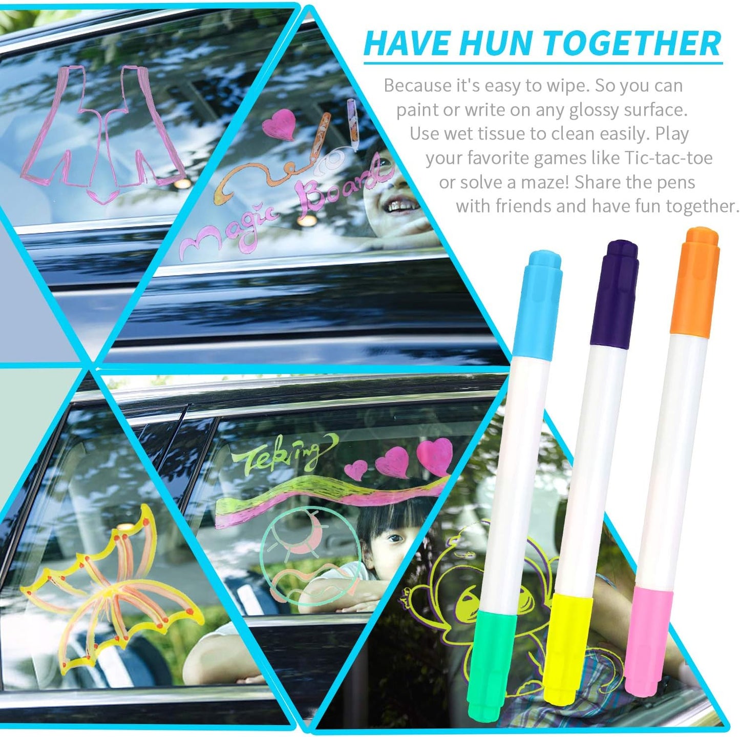YR Dual Sided Neon Pens For Light Up LED Board, Neon Markers Applicable For Draw, Sketch, Create, Doodle, Art, Write, Learning Tablet, 6 Packs