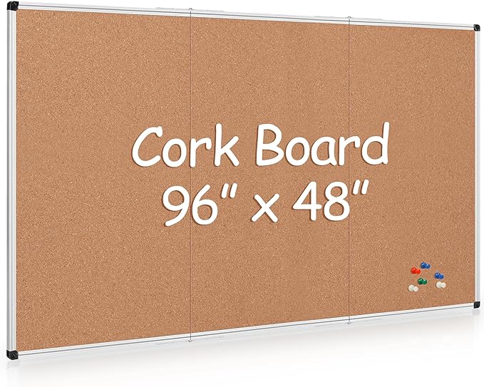 Extra Large Cork Bulletin Board 96" X 48", Foldable Notice Pin Board by Justdowhatyouwanttodo