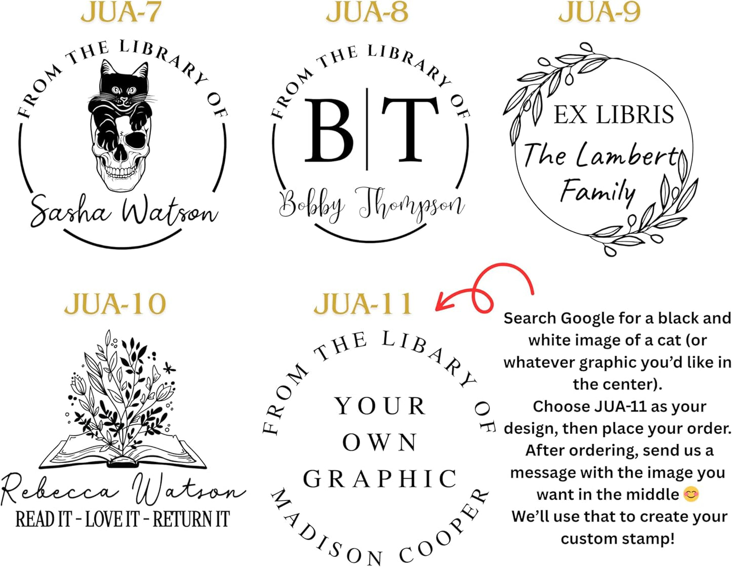 Custom Personalized Book Stamp or Embosser from The Library of Ex Libris Stamper Name Stamps for Books Bookplate Embossers Book Lovers (Embosser Stamp 1 Piece)