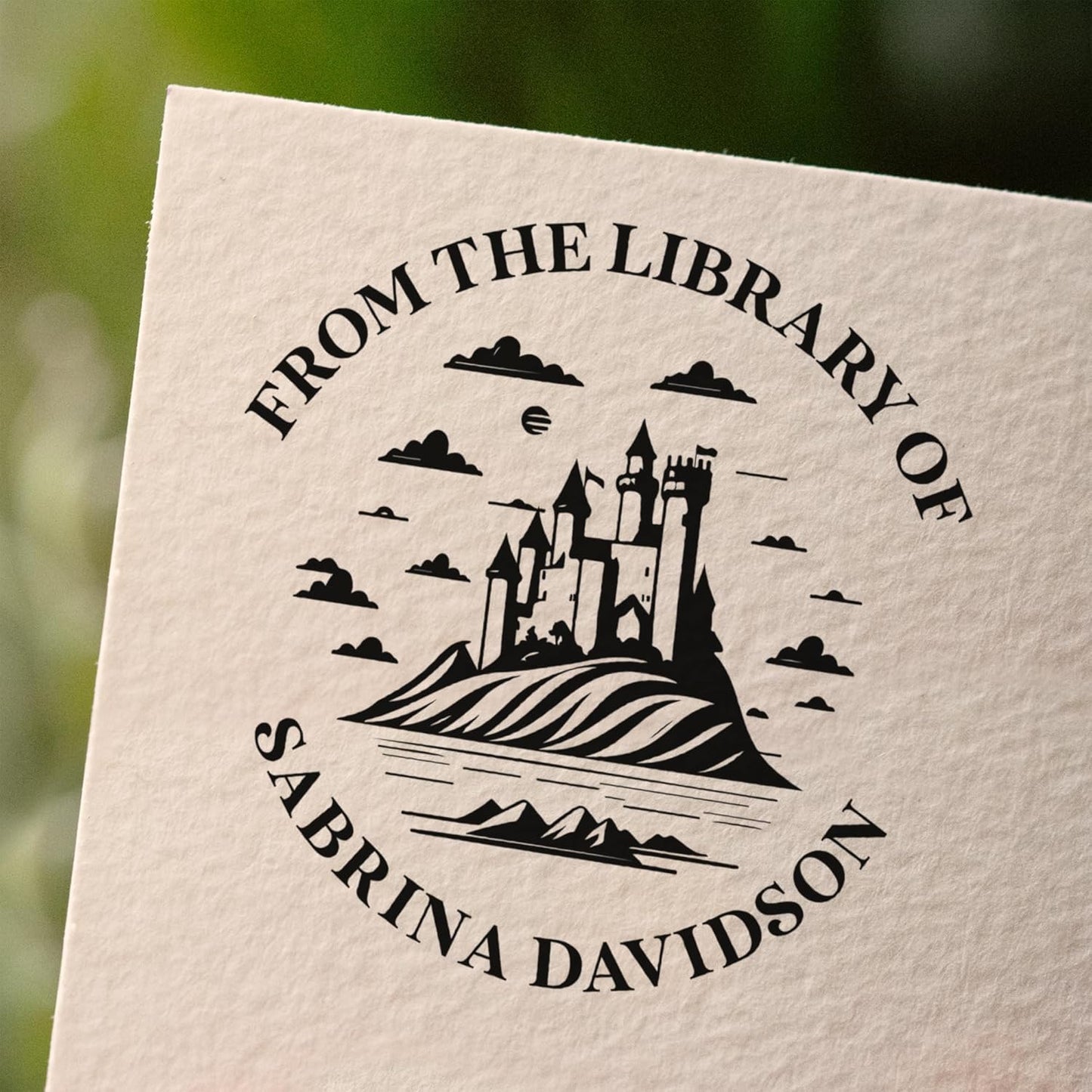from The Library of Embossers & Stamps for Fantasy Book Readers | Custom Embosser | Custom Stamp | Ex Libris | Elevate Your Fantasy Collection of Stories and Novels (Design 2, Wood Hand Stamp)