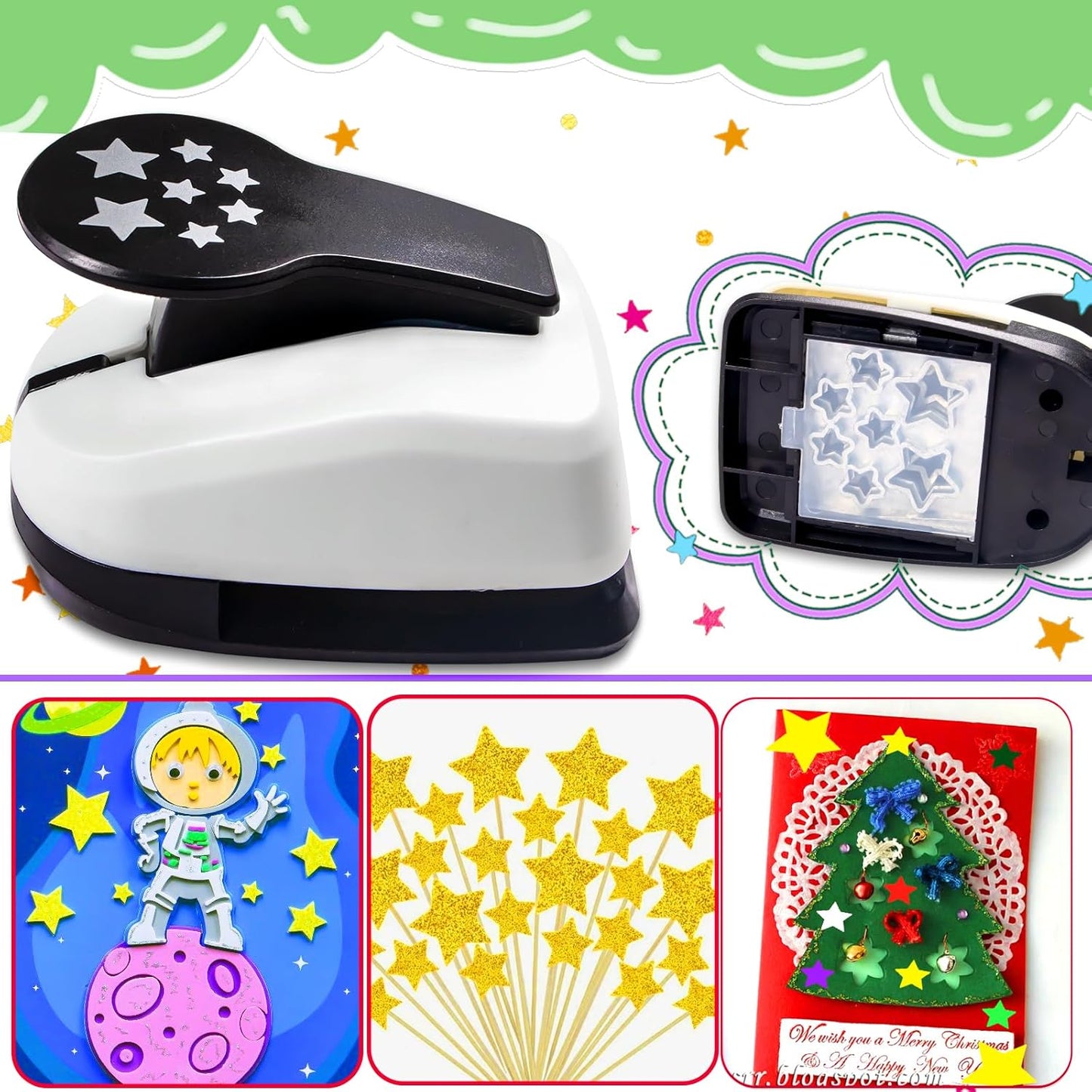Star Hole Punch, Star Paper Punch, StarPunches, Shape Hole Punches, Stars Craft Puncher, Paper Shape Puncher, PaperPunchers for Crafting Shapes, Stars Lever Punchers for Scrapbooks