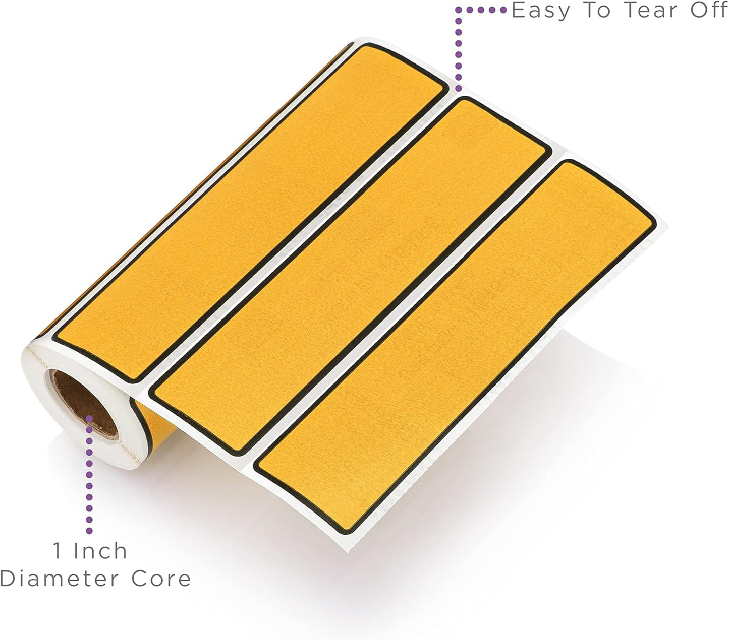 Carstens Adhesive Sticker Labels, 5 3/8” x 1 3/8”, Binder Labels for 1.5” – 4” Ring Binder Spines, Goldenrod, Roll of 200