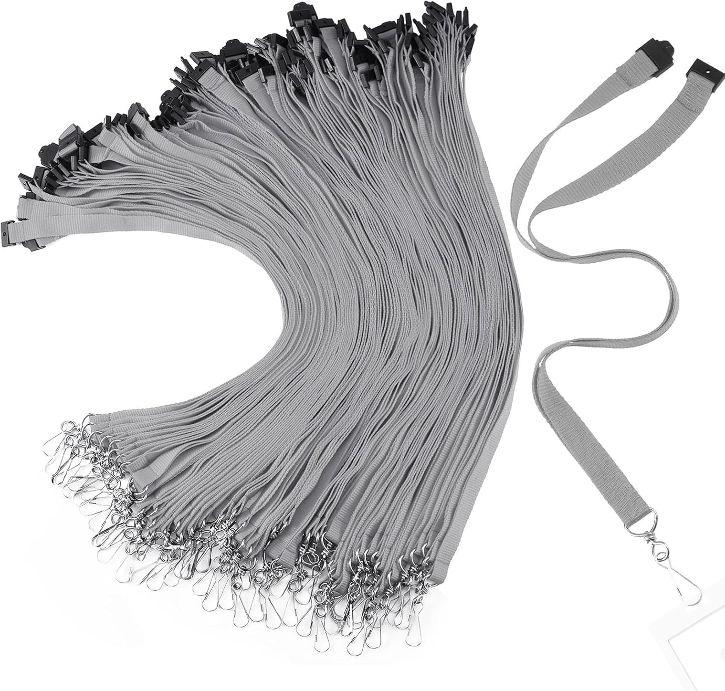 Patelai 60 Pcs Breakaway Lanyards with J Hook Bulk Flat for ID Badges Neck Badge Lanyards Card Nametag Holder Neck Straps (Gray)