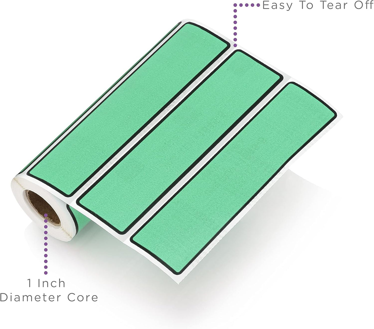 Carstens Adhesive Sticker Labels, 5 3/8” x 1 3/8”, Binder Labels for 1.5” – 4” Ring Binder Spines, Aqua, Roll of 200