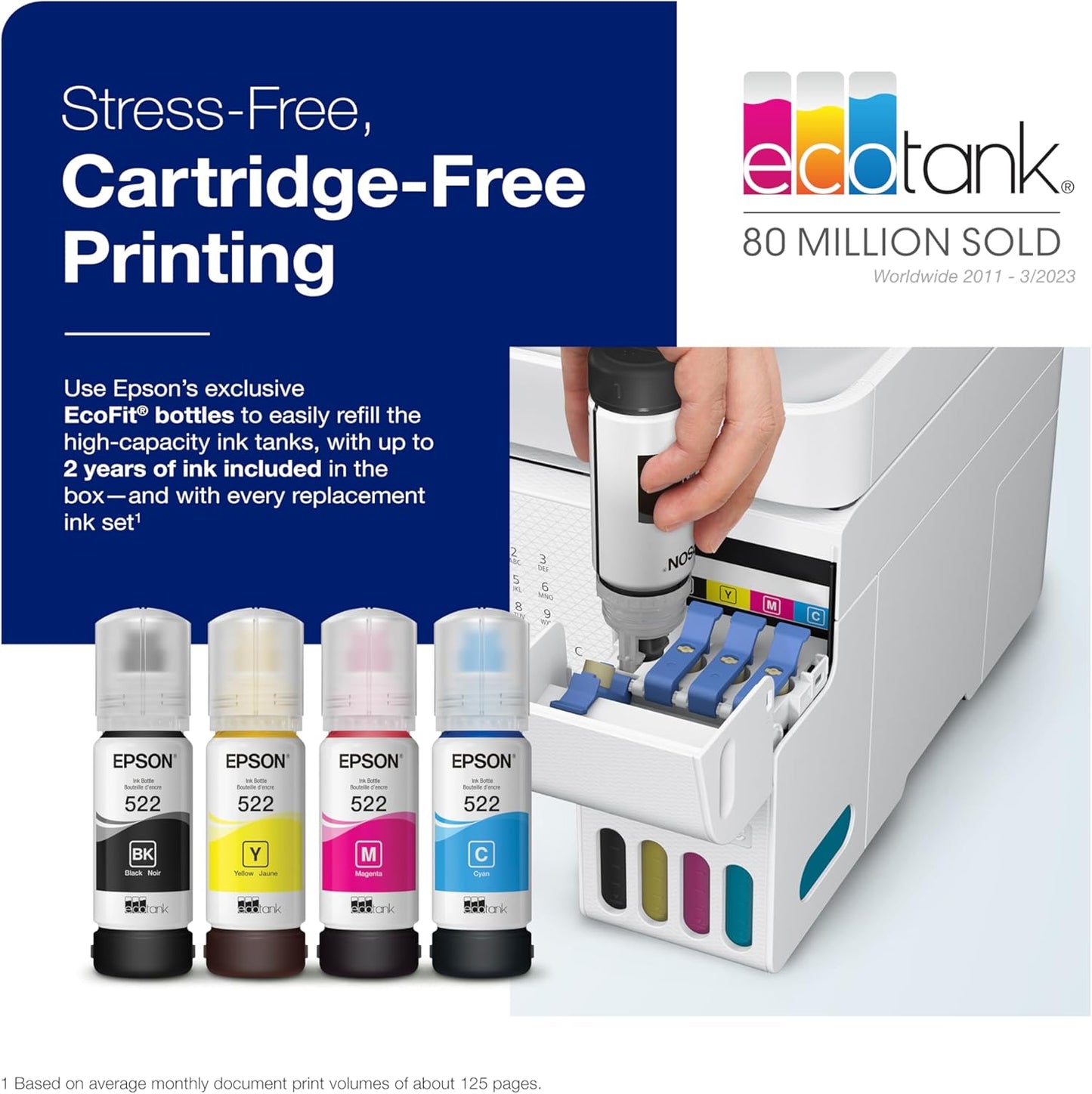 Epson EcoTank ET-4800 Wireless All-in-One Cartridge-Free Supertank Printer with Scanner & EcoTank ET-2850 Wireless Color All-in-One Cartridge-Free Supertank Printer with Scan