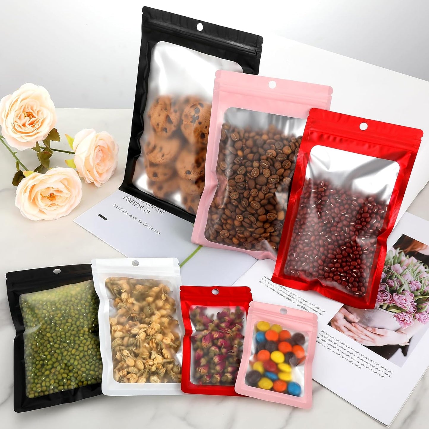 100 Pack Smell Proof Mylar Bags, Resealable Holographic Packaging Bags with Matte Window for Party Favors, Wax Melts, Jewelry, Food Storage, Small Business Packaging Supplies(2.8x4.5In)