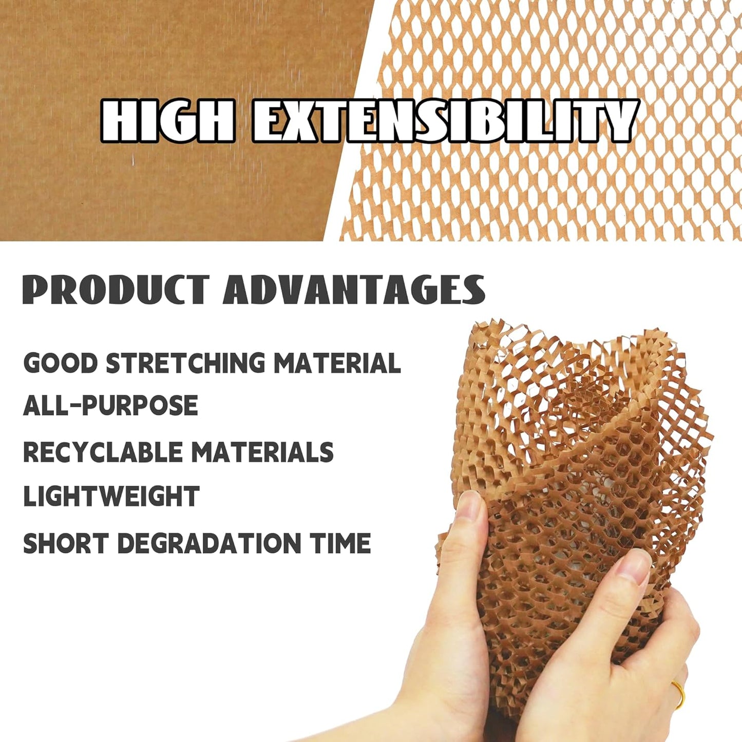 Uptotop Honeycomb Packing Paper, 15" x200' Bubble Cushioning Wrap for Moving Shipping Wrapping Paper, Cushioning Wrap Protective Roll with 36 Fragile Sticker Labels (15IN x 200 FT)
