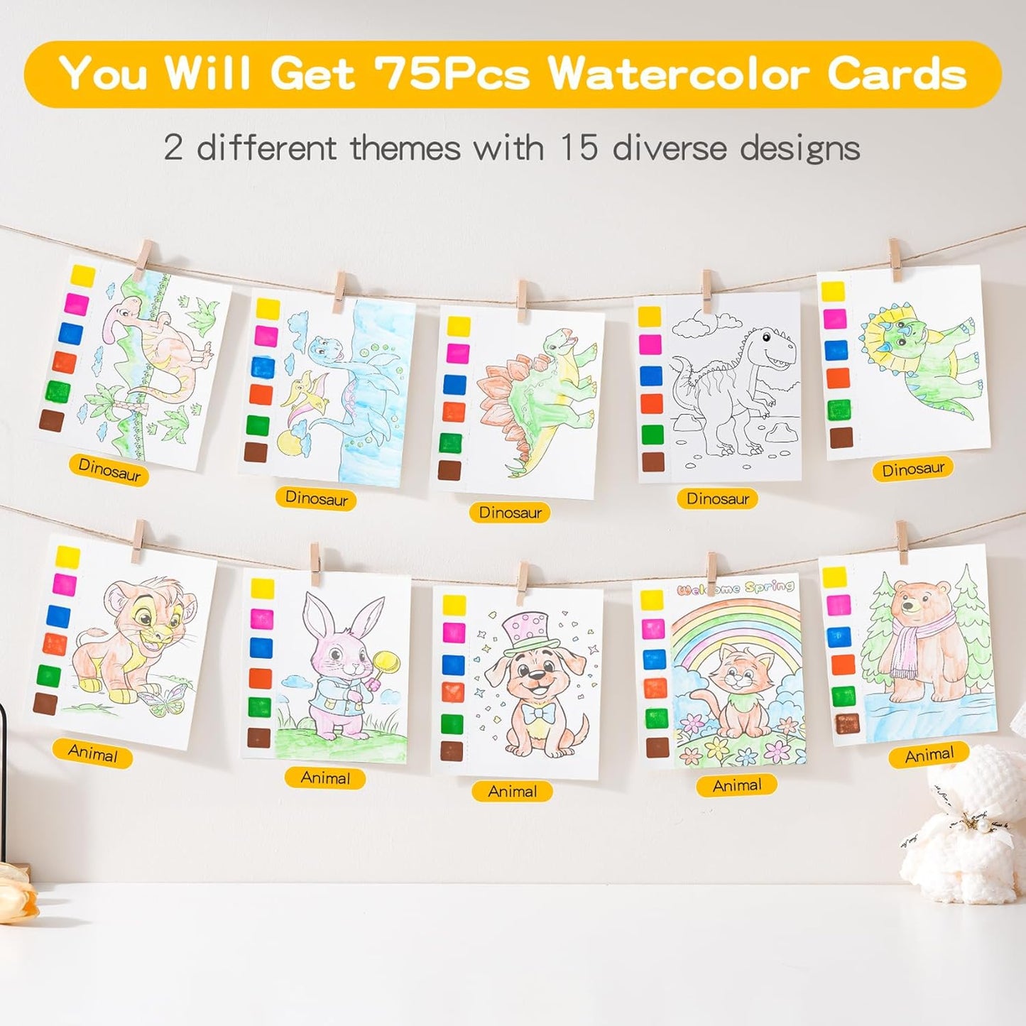Rotu Party Favors for Kids 4-8, 15 Pack Goodie Bags Stuffers for Kids Paint with Water Coloring Books for Ages 8-12 Watercolor Painting Set Birthday Gifts Classroom Prizes, 106Pcs