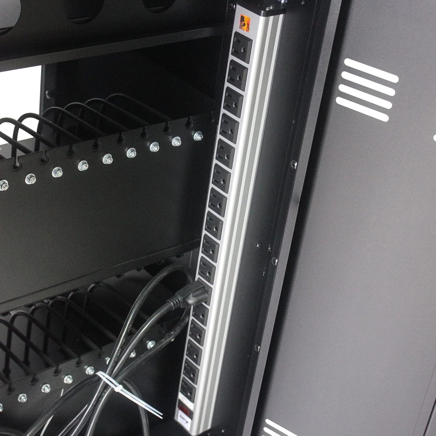 36 Device Charging Cart for Laptops and Tablets Up to 16.3-inch, Mobile Charging Station with AC Outlets, Secure Storage and Cable Management, Mobile Charging Cabinet for Ipads, Chromebooks, Black