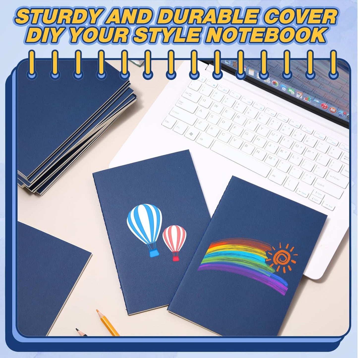 Sepamoon 200 Pack Kraft Notebook Journals 5.5 Inch x 8.3 Inch A5 Journal Softcover Notebooks Bulk for Kids Student Writing Sketch Travel Journal Office Notepad with 60 Pages 30 Sheets(Navy)