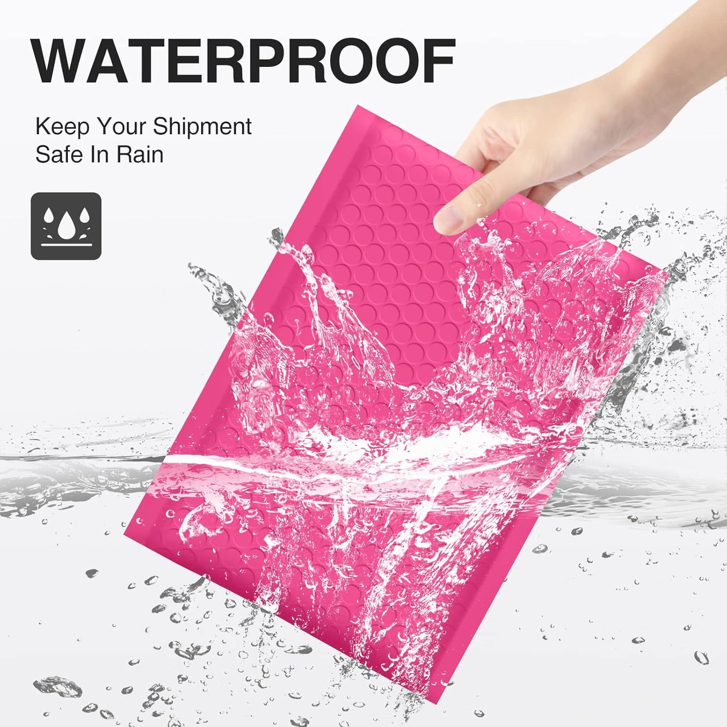 UCGOU Bubble Mailers 8.5x12 Inch Hot Pink 25 Pack Usable Size 8.5x11 Poly Padded Envelopes #2 Medium Mailing Opaque Packaging Postal Self Seal Waterproof Boutique Shipping Bags for Clothes Makeup