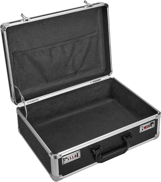 File Organizer Storage Box - 18.8 x 14.5 x 6.2 Inch X-Large, Portable Locking Storage Totes with Dual Combination Locks, Lock Boxes for Personal Items, Cash, Briefcase - Black