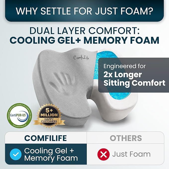 ComfiLife Extra Large Gel & Memory Foam Seat Cushion - Image 4