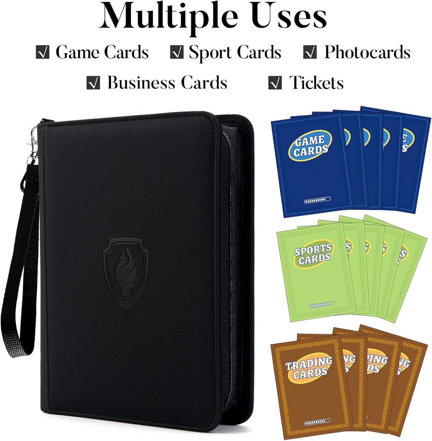 4 Pocket Card Binder for 320 Cards, Fabmaker Premium Zip Trading Card Binder, Portable PU Card Collection Binder, Collector Card Album, Card Folder for MTG, TCG, Sports Cards, Game Cards (Red)