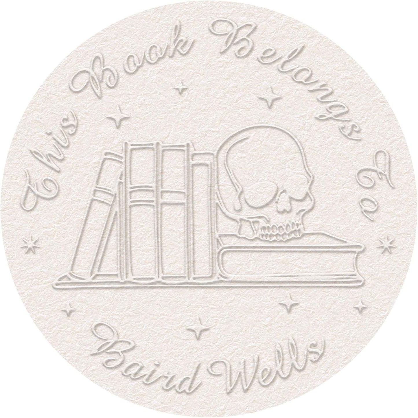 Skull Themed Library Book Embosser，Custom Book Business Card Paper Document Notebook，Self Inking Stamp，Book Lover Gifts，Christmas Gifts (Style11)