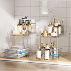 Vtopmart 8 Pack Bathroom Organizer, 2 Tier Clear Under Sink Organizers Vanity - Image 3