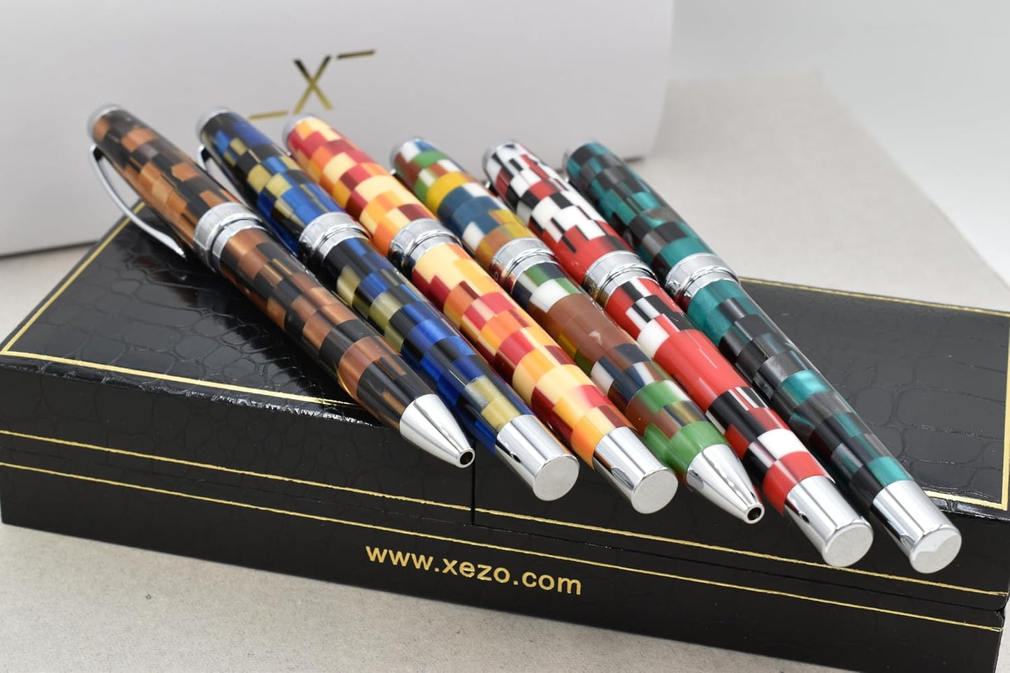 Xezo Urbanite II Twist Action Ballpoint Pen, Medium Point. Ocean Teal and Black Color with Chrome Plating. Handcrafted, Limited Edition, Serialized