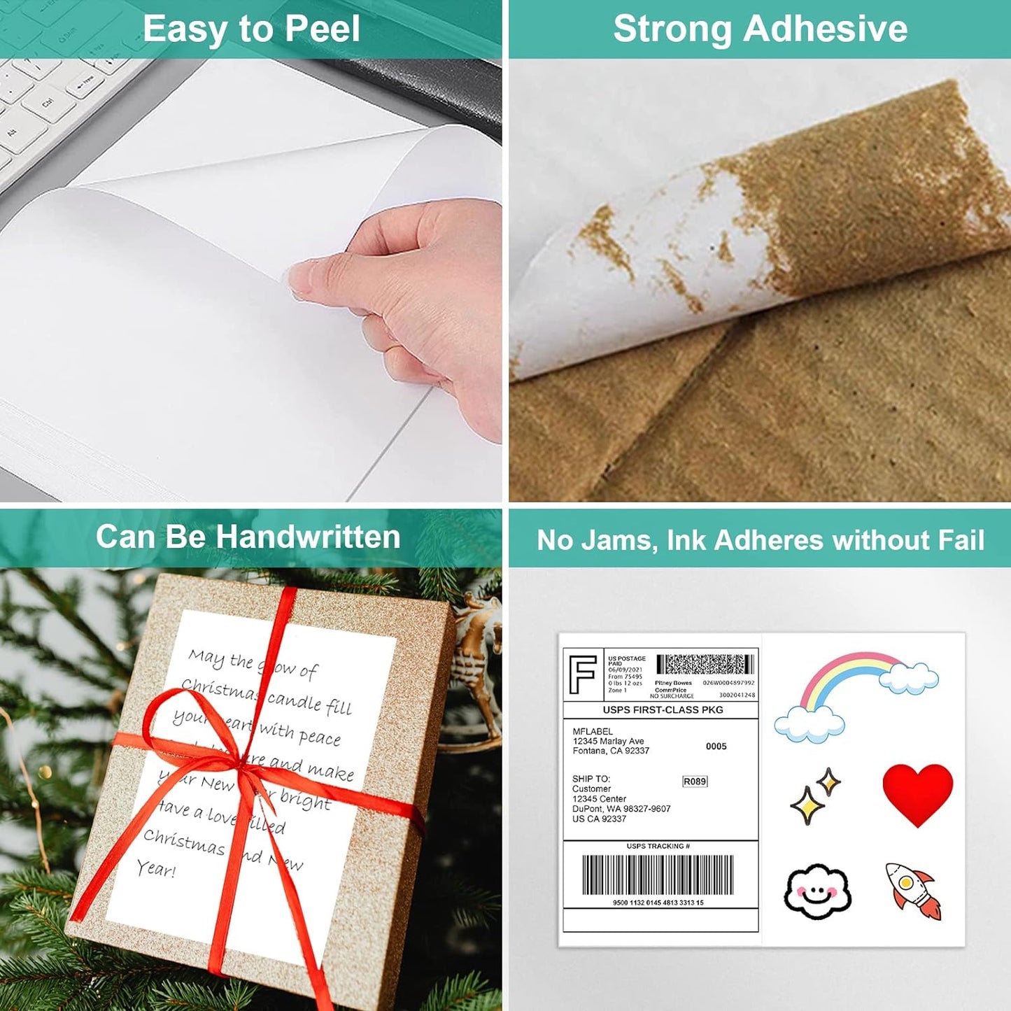 MFLABEL Half Sheet Shipping Labels - 8.5" x 5.5" Adhesive Packaging Labels for Laser & Inkjet Printers, 100 Self-Adhesive Stickers (25 Sheets) for Boxes, Mail, FBA & DIY Projects