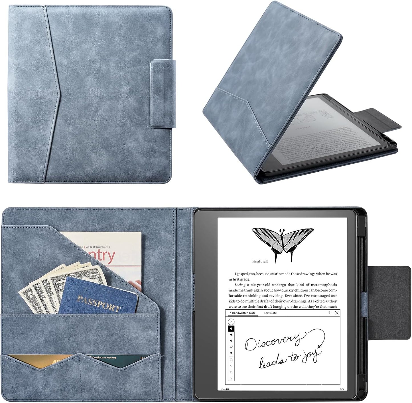 CoBak Premium PU Leather Case for Kindle Scribe 10.2", TouchPad D10, Boox Note Air 6, Folio Cover with Pen Holder, Auto Sleep/Wake, Card Slots & File Folders for Business, Not for Remarkable
