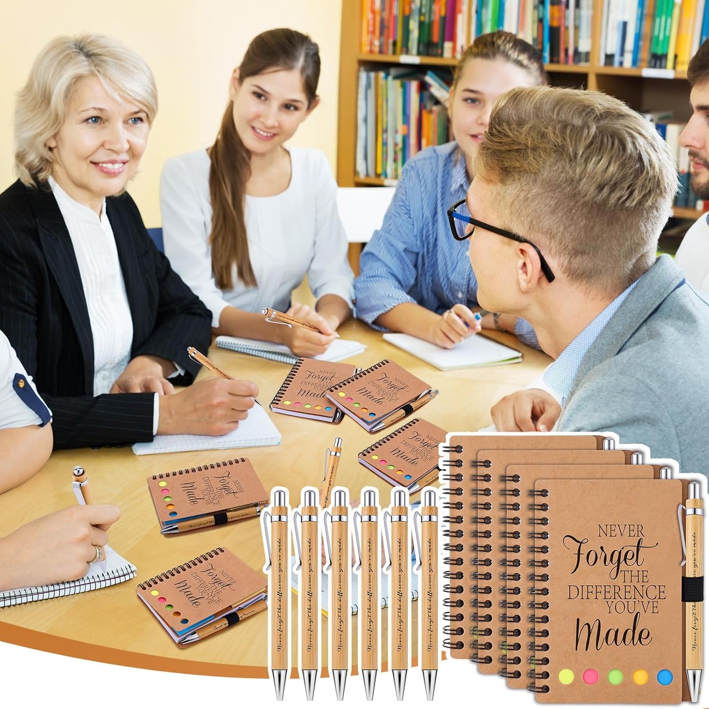 30 Sets Employee Appreciation Gifts Bulk Inspirational Spiral Notebooks with Sticky Notes Motivational Journals Ballpoint Pens Thank You Gifts for Teacher Nurse Coworker (30, Forget)