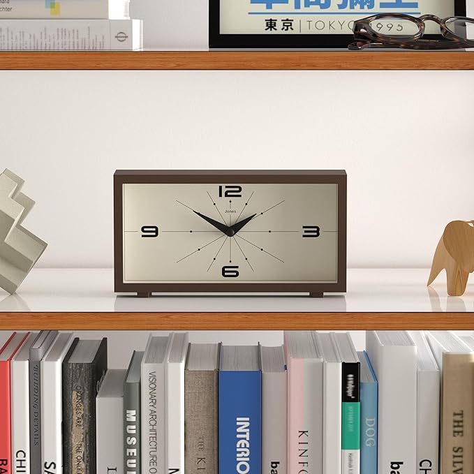 JONES CLOCKS® 'Odeon' Desk Clock | Modern Rectangular Design in Brown, Stylish - Image 3