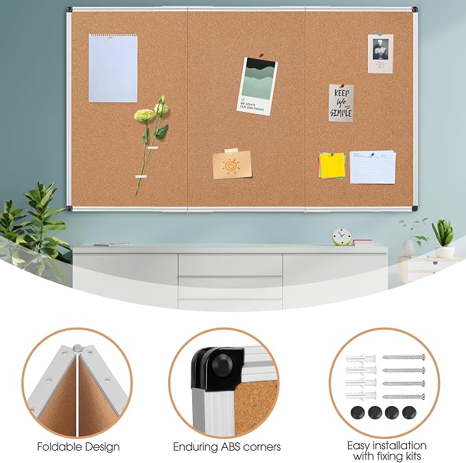 Extra Large Cork Bulletin Board 96" X 48", Foldable Notice Pin Board - Image 5