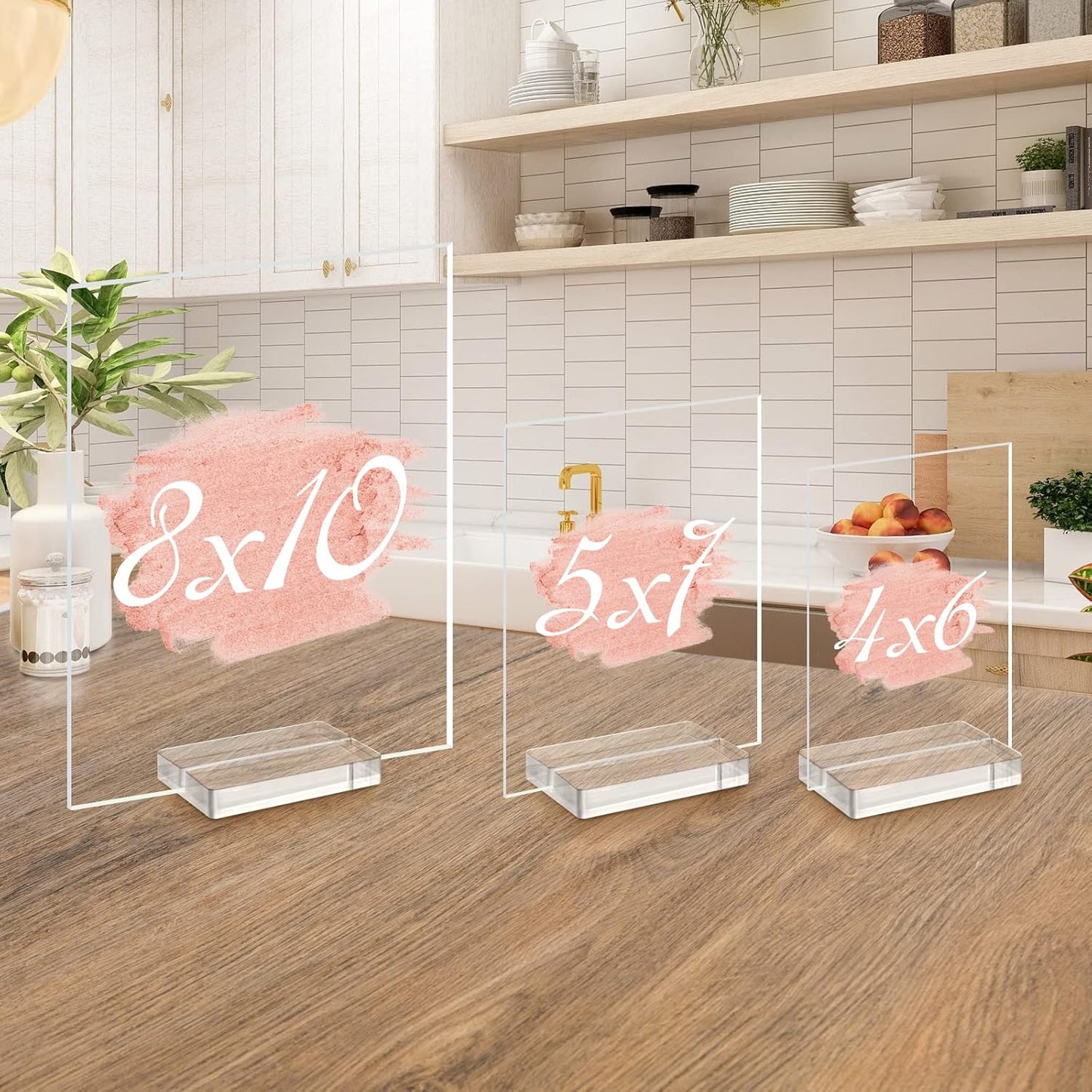 Acrylic Place Card Holder - 3" Clear Table Number Holders, Acrylic Stands for Display Wedding Business Sign Menu Name Meeting Photo, 10 Pack