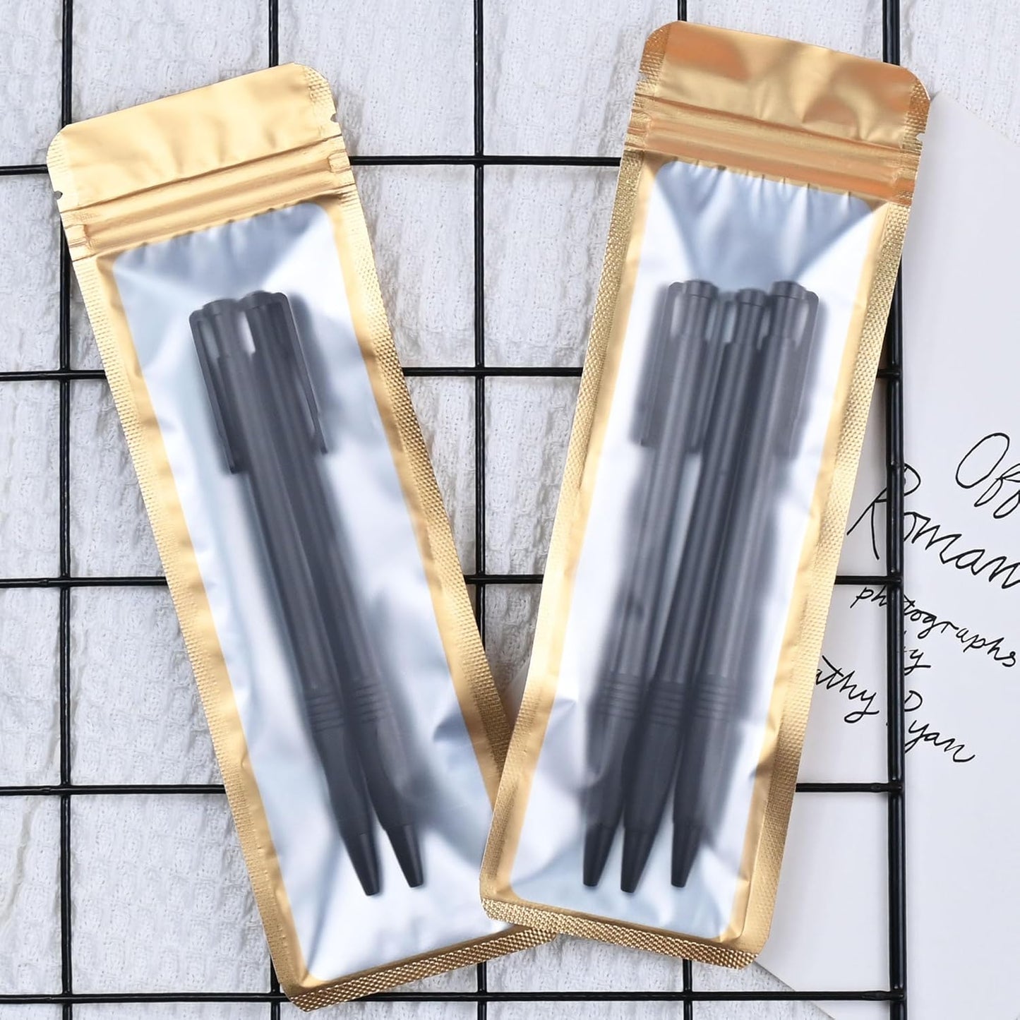 Resealable Mylar Pouch Bag Great for Office Home Party Favor Food Storage (100PCS, Gold Color, 2.7 x 9 inch)
