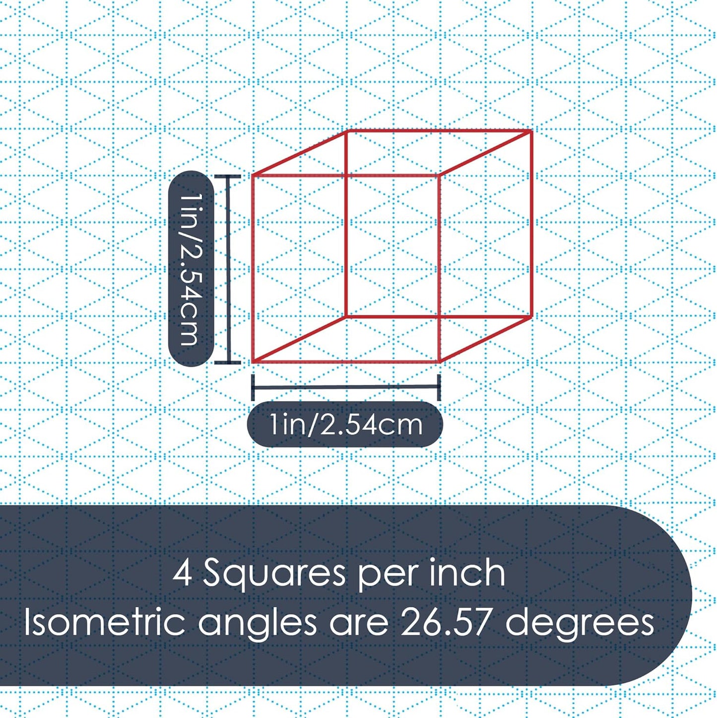 8.5" x 11" Isometric Graph Paper 50 Sheets Landscape - 0.25" Grid, Non-photo Blue, High Brightness, Drafting, Engineering, Art, 3D Design (1-Pack)