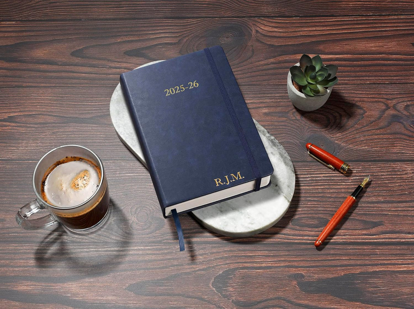 Wykeham's Executive 2025-26 Daily Journal Planner – Mid-Year Academic Diary (Personalized Royal Blue, 8.5"×5.5")