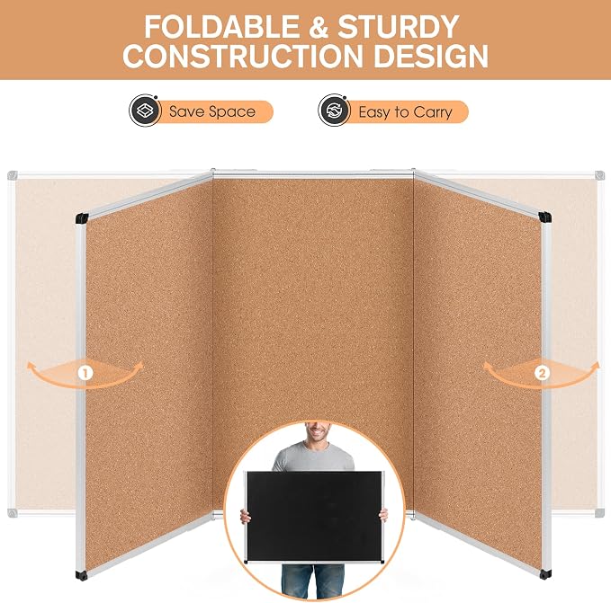 Extra Large Cork Bulletin Board 96" X 48", Foldable Notice Pin Board - Image 4
