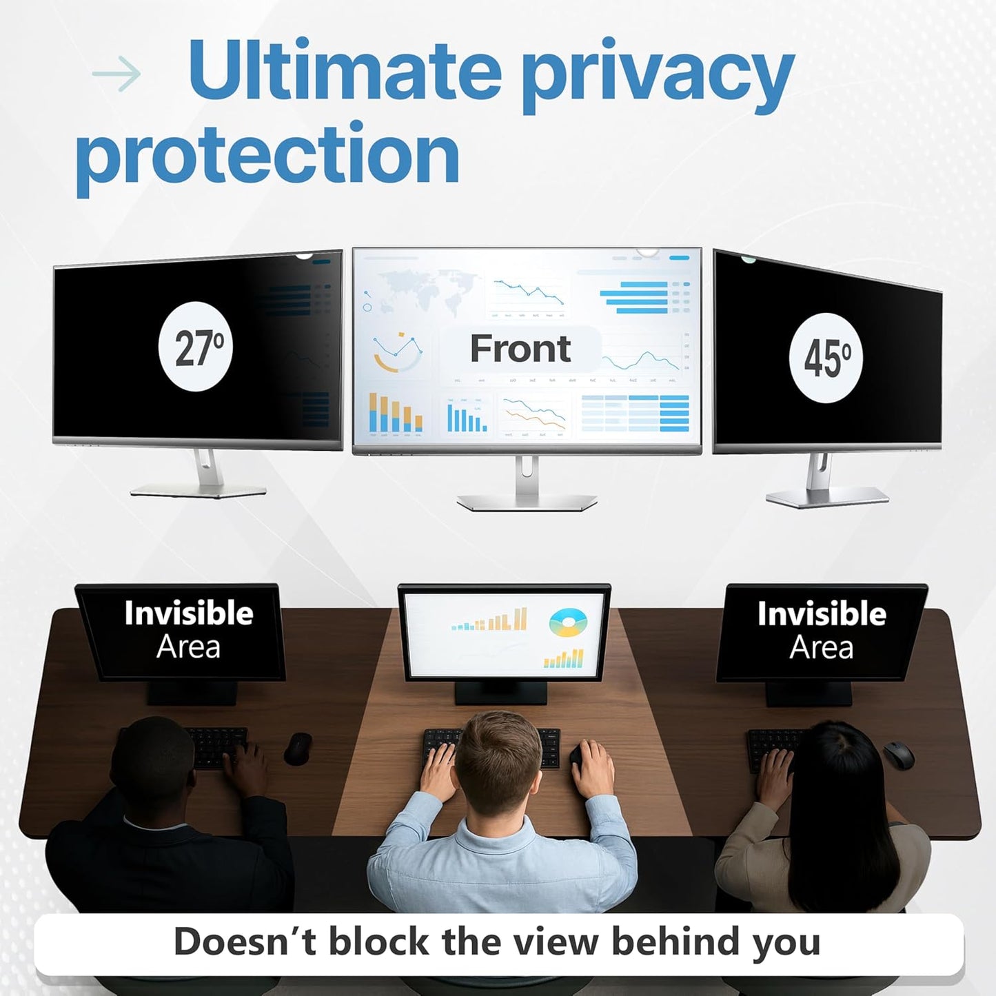 VINTEZ 34 Inch 21:9 Privacy Screen for Computer Monitor and Laptop - Anti Glare Protector Film Blue Light Filter Eye Protection - Computer Screen Privacy Shield, [1 Pack]