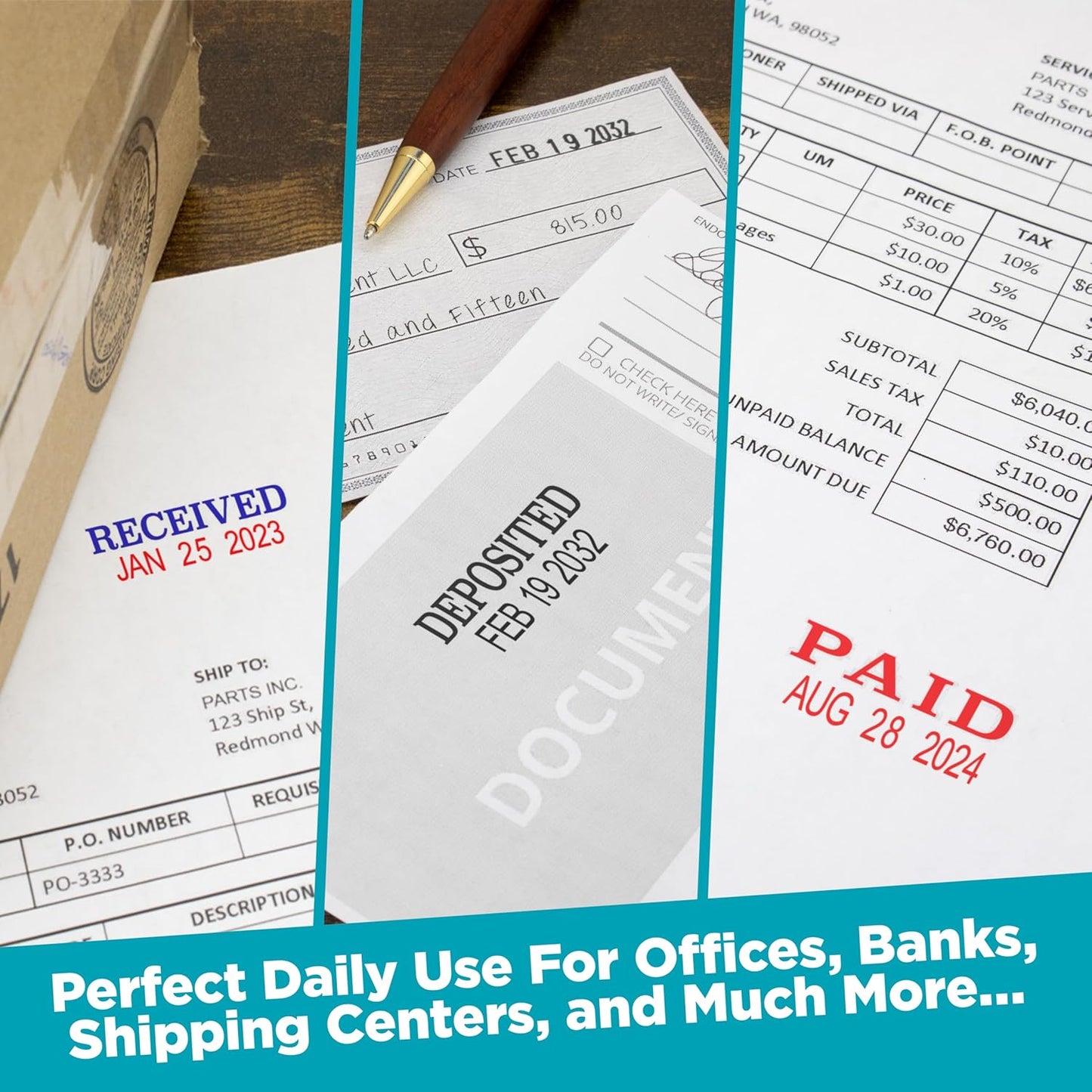 MaxMark Self-Inking Rubber Date Office Stamp with MAILED Phrase & Date - Blue Ink (Max Dater II), 12-Year Band