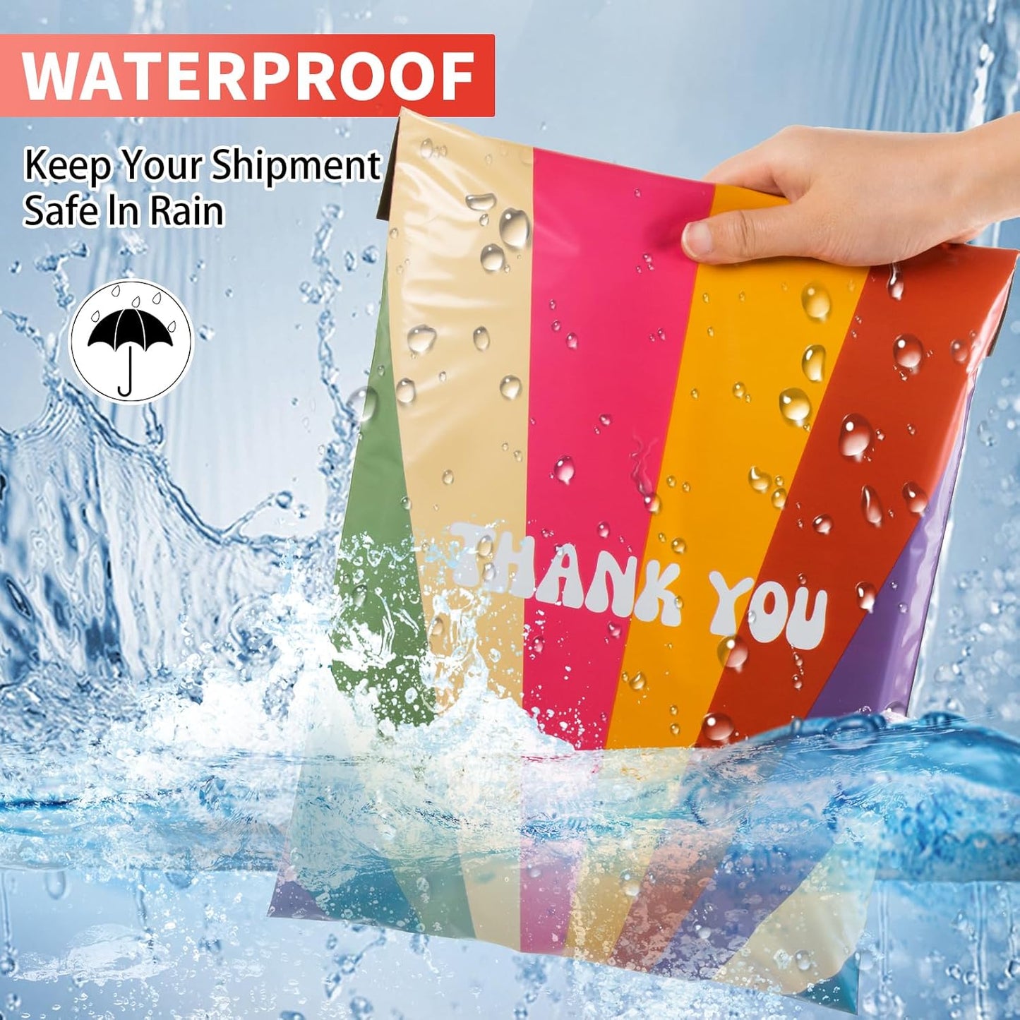 Oududianzi Poly Mailers 10x13, 100Pack Shipping Bags, Plastic Packaging Bags, Self-Seal Polymailers, Mailers Poly Bags, Package Bags for Small Business and Clothing - Rainbow