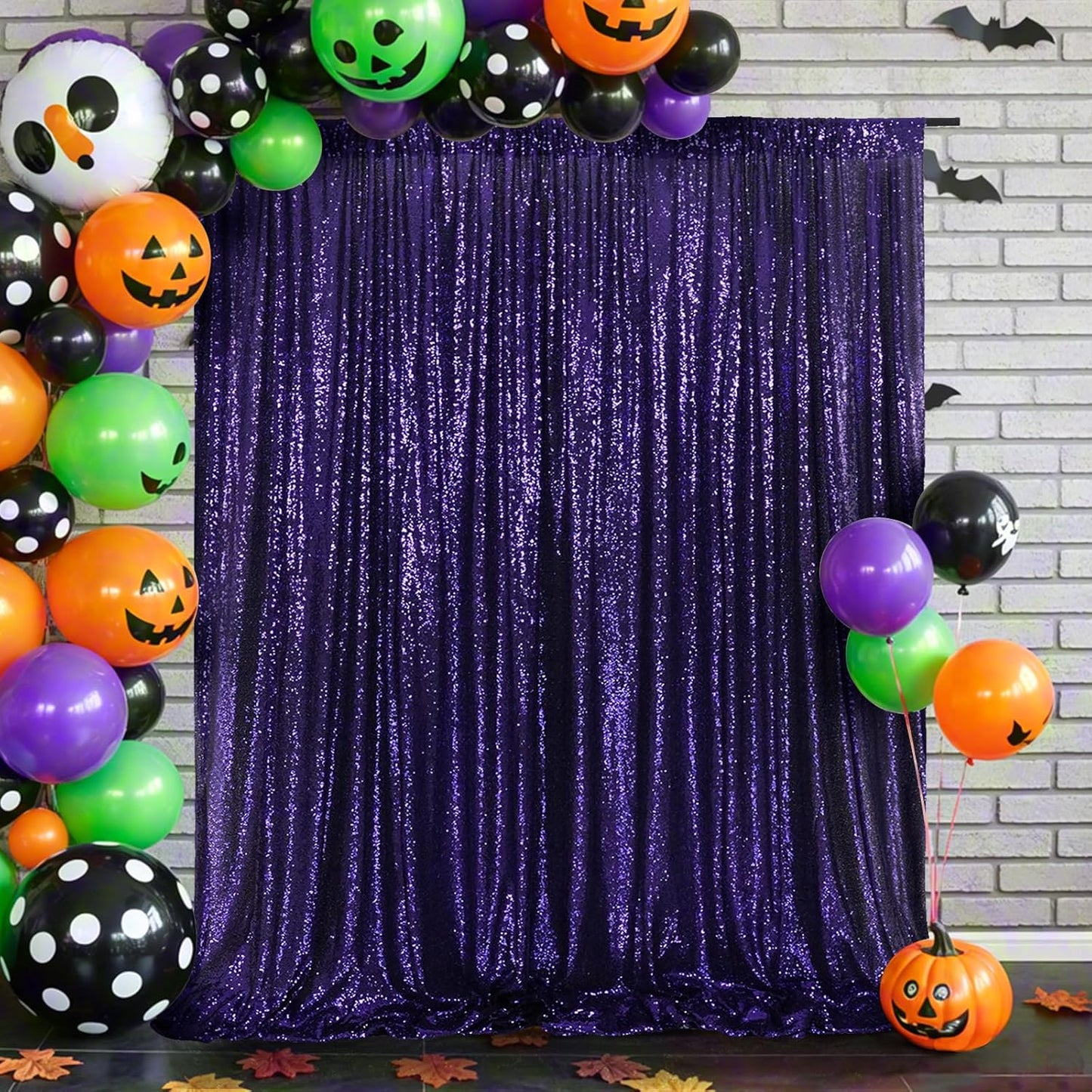 Eternal Beauty Purple Sequin Backdrop, 20x10 Ft Halloween Glitter Background Curtains for Shimmer Photography Party Wedding Birthday Back Drop Decor