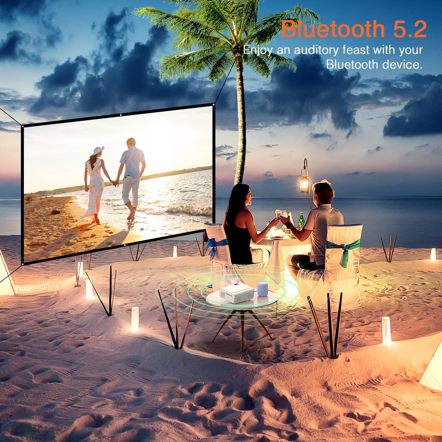 AuKing Projector, 2025 Upgraded 6D/4P-Keystone Projector, Full HD 1080P Home Theater Video Projector, Compatible with HDMI/USB/AV/Smartphone/TV Box/Laptop