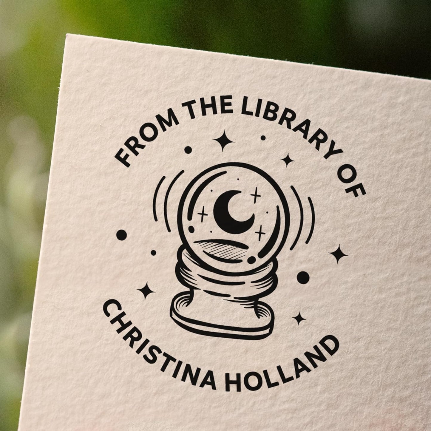 from The Library of Embossers & Stamps for Fantasy Book Readers | Custom Embosser | Custom Stamp | Ex Libris | Elevate Your Fantasy Collection of Stories and Novels (Design 3, Wood Hand Stamp)