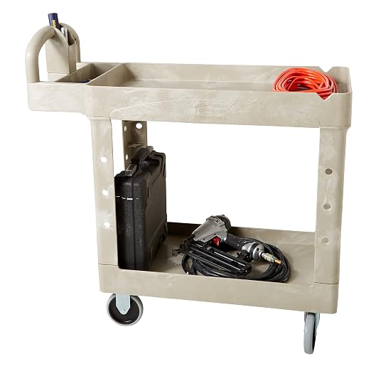 BRUTE Heavy Duty 2-Shelf Utility/Service Cart, Lipped Shelves, Ergonomic Handle - Image 5